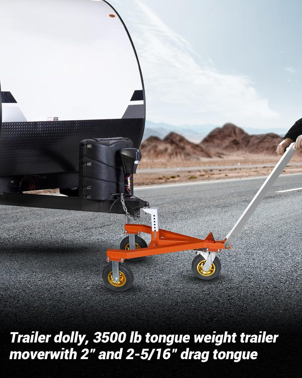 Trailer Dolly, 3500 lb Tongue with 2'' & 2-5/16'' Receiving Tongues | Heavy Steel Trailer Mover, Suitable for RV Boat Motorcycle Jet Ski