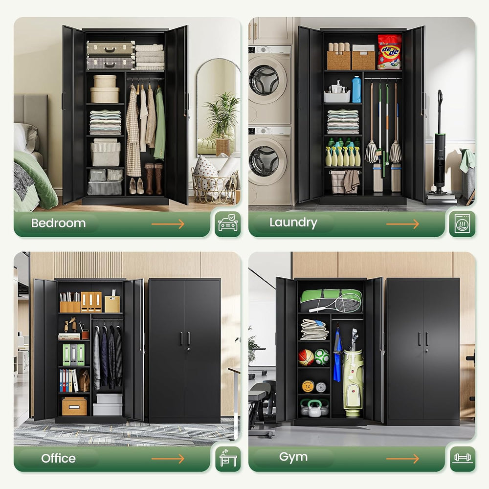 Letaya Metal Storage Cabinets Locker with Lock Door, 72'' Clothing Co...