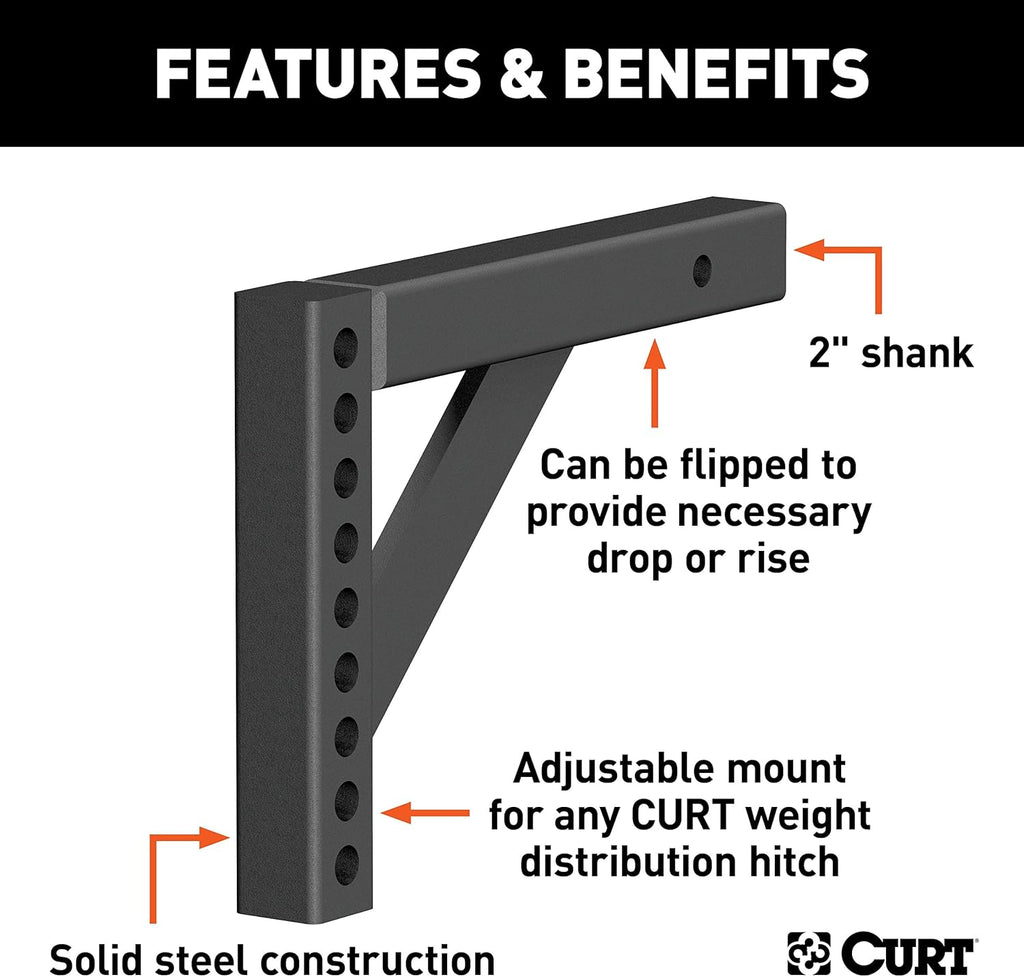CURT 17121 Replacement Weight Distribution Hitch Shank, 2-Inch Receiver, 6-Inch Drop, 10-1/4-Inch Rise
