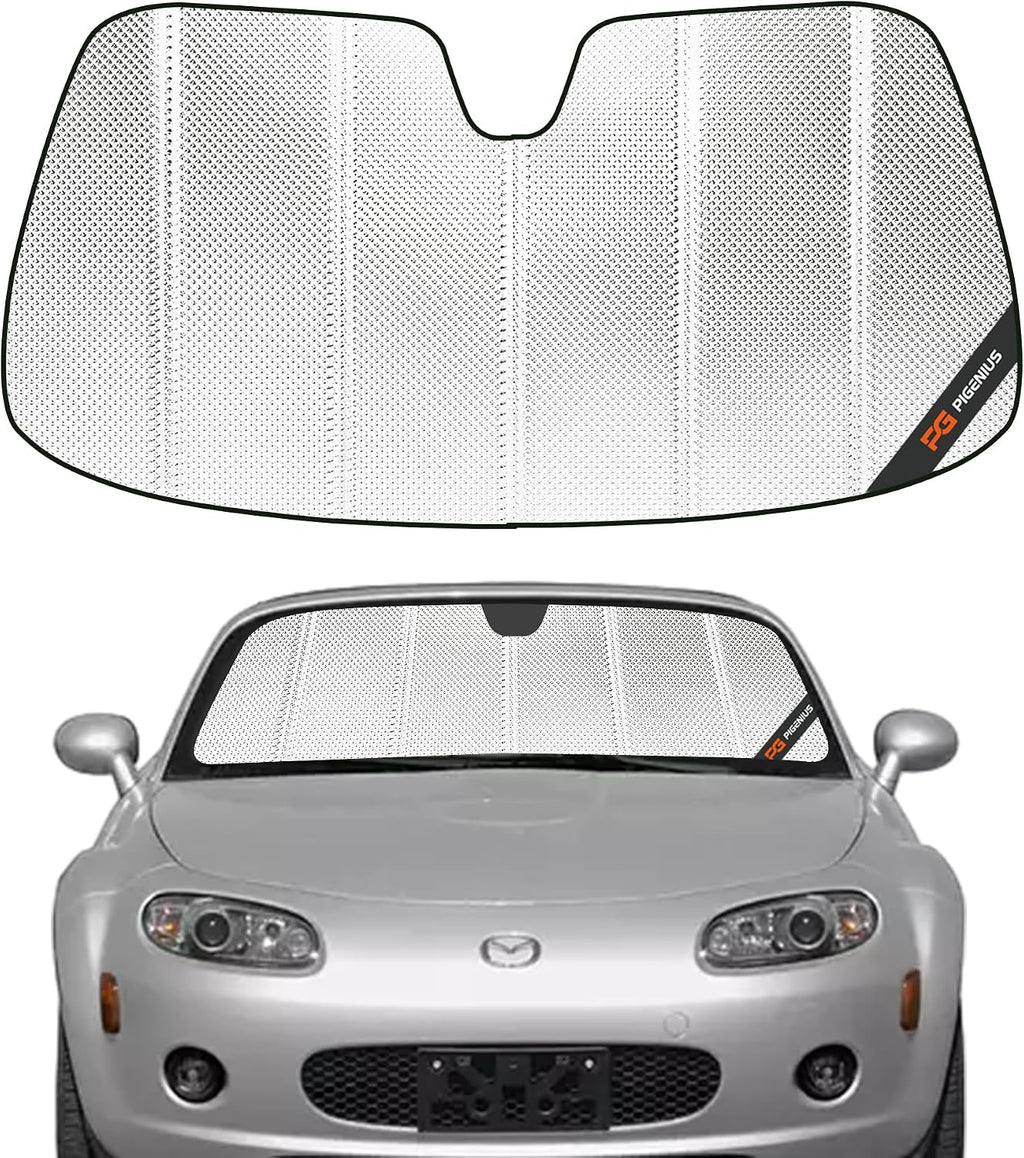 Pigenius Windshield Sun Shade for Mazda MX5 Miata 2006-2015. Reflective Aluminum Film Front Window Sunshade - BLAZBLOCK