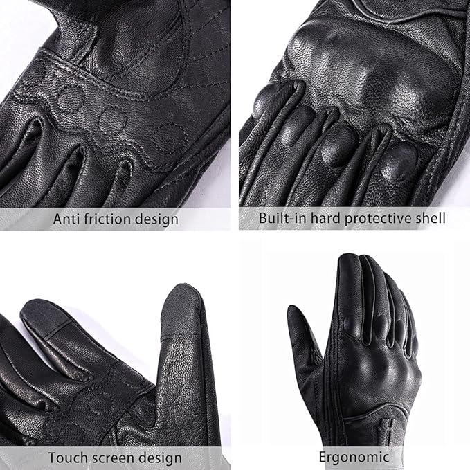 Harssidanzar Women's Motorcycle Gloves, Leather Motorcycle Gloves, Motorbike - Image 6