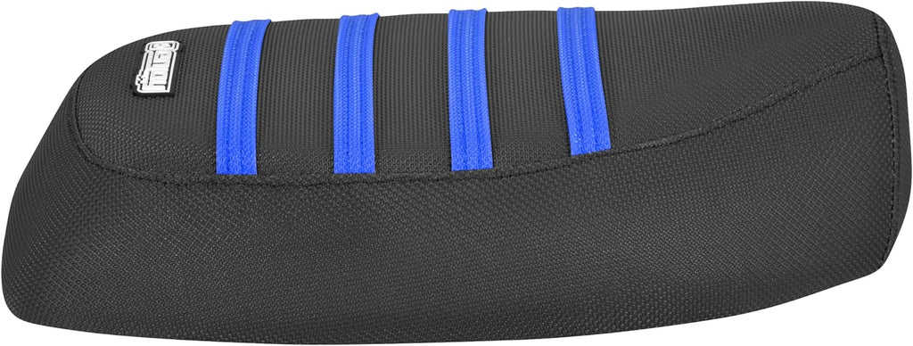 Enjoy Mfg Seat Cover - Compatible with Suzuki FA50 (1980-1991) _#607 (All Black with TM Blue Ribs)