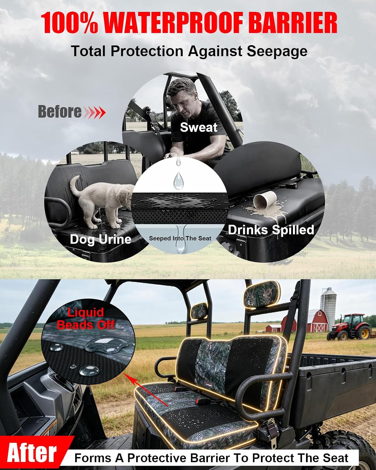 StarknightMT Camo Seat Covers Compatible with 2002-2008 Polaris Ranger 500 700 800, Full Set Water-Resistant Neoprene UTV Bench Protector Against Pet Scratches and Sun