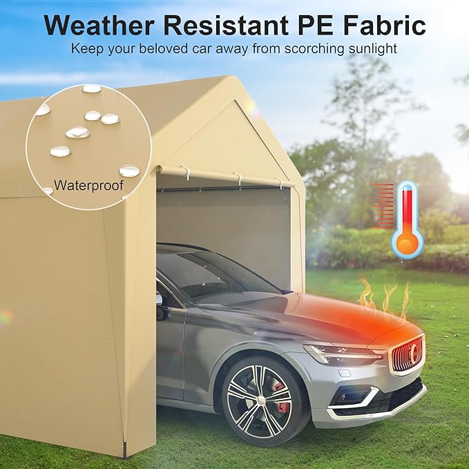 Carport, 10‘ x 20’ Heavy Duty Portable Garage All-Season Car Canopy w/Removable - Image 4