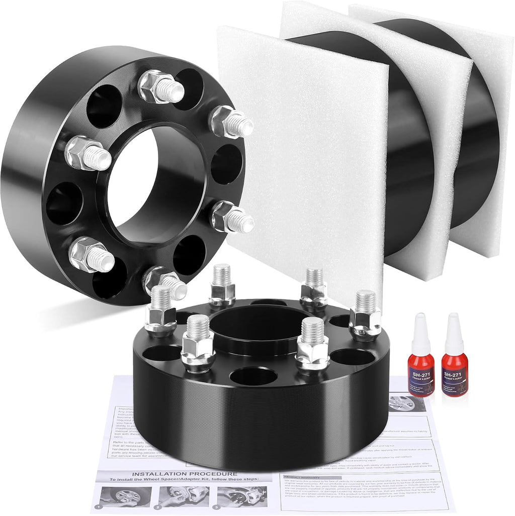 Richeer 2 Inch 6x5.5 Hubcentric Wheel Spacer for Silverado Sierra 1500, 6 Lug 6x139.7mm Wheel Spacers with 14x1.5 Studs & 78.1mm Bore for Tahoe Suburban Avalanche Express Yukon