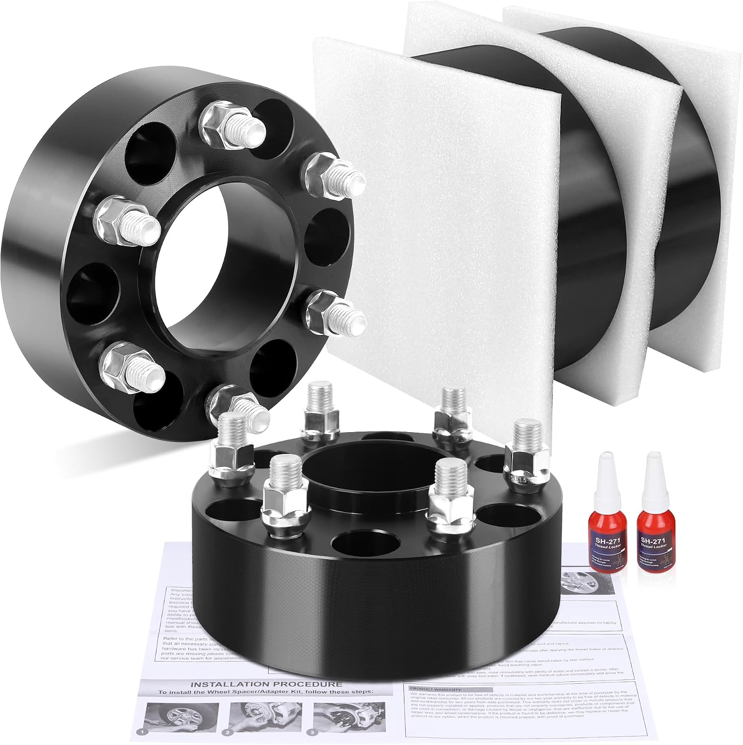 Richeer 2 Inch 6x5.5 Hubcentric Wheel Spacer for Silverado Sierra 1500, 6 Lug 6x139.7mm Wheel Spacers with 14x1.5 Studs & 78.1mm Bore for Tahoe Suburban Avalanche Express Yukon