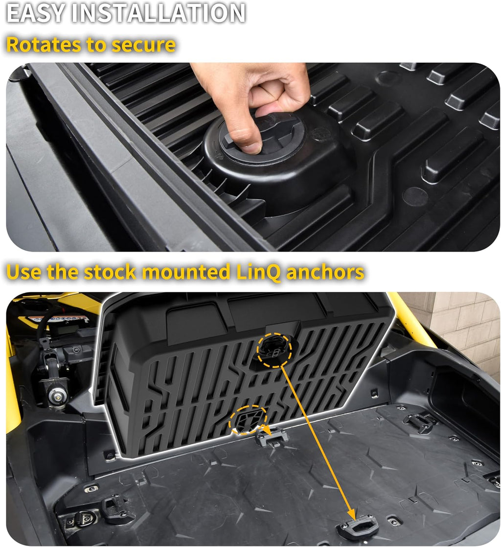 Rear Storage Cargo Box for Can Am Maverick R MAX 2024-2025 Accessories, 96L (25 Gal) Large Rear Trunk Cargo Bed Tools Boxes Bin Replace #715007182