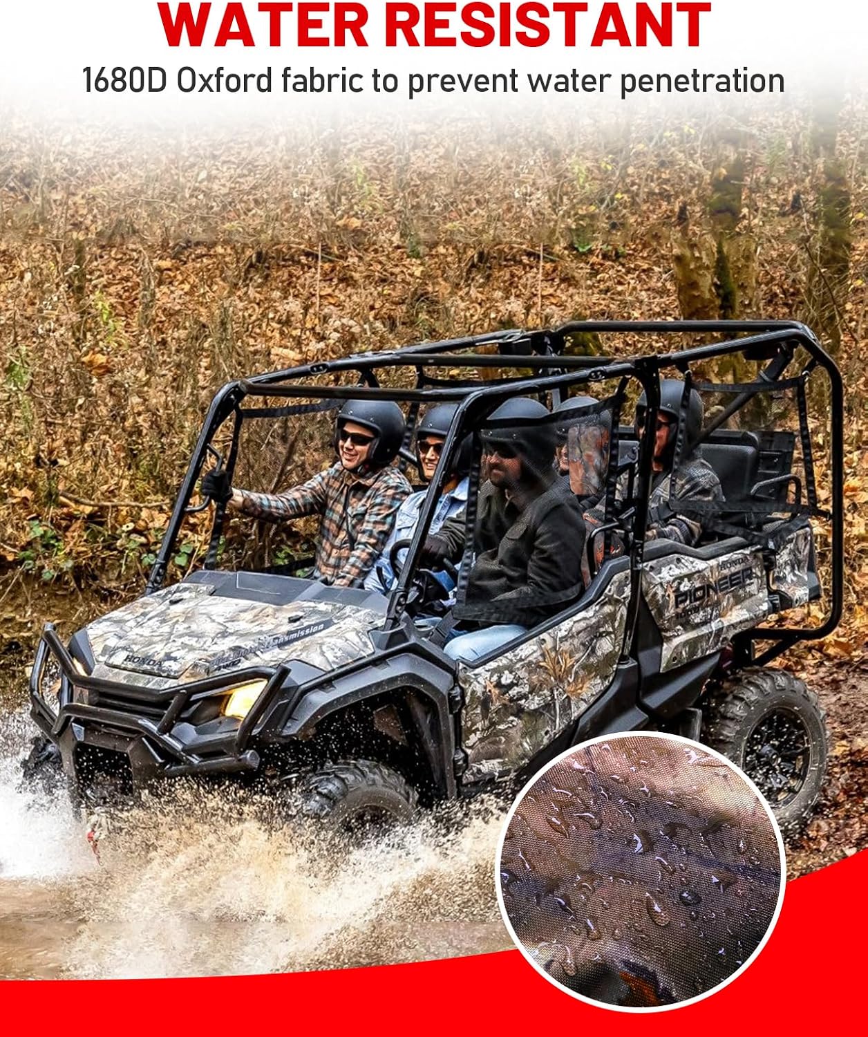 StarknightMT UTV Pioneer Seat Covers Compatible with 2016-2025 Pioneer 1000 1000-5(Front Seat),1000-6(Front and Rear Seat),Water-Repellent Bench Seat Cover Maple Camouflage