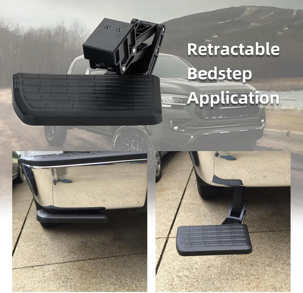 75313-01A Retractable Rear Bedstep Compatible with Ford F250 F350 F450 (2017-2023) (Not Work When F450 Vibration Damper is Installed) Pickup OEM Replacement Truck Tailgate Bumper Corner Foot Step
