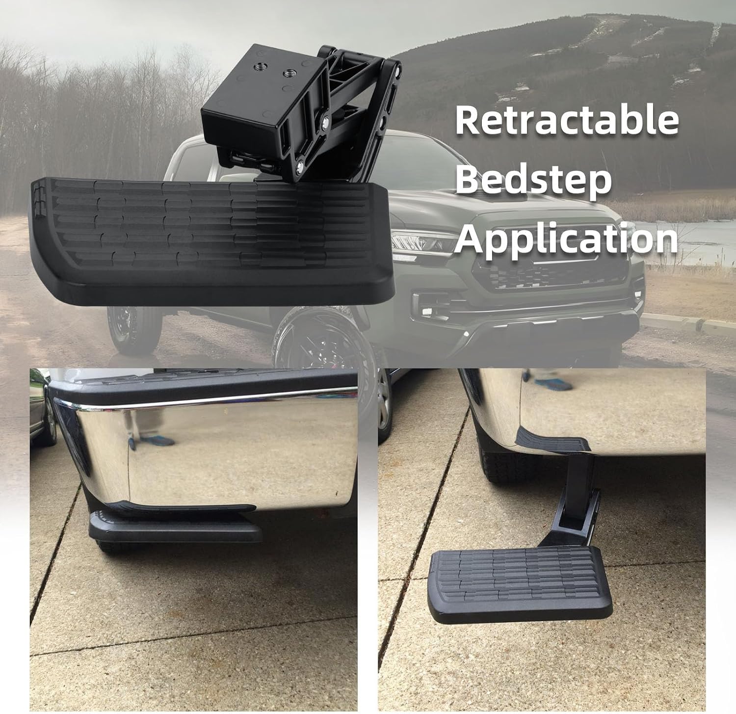 75313-01A Retractable Rear Bedstep Compatible with Ford F250 F350 F450 (2017-2023) (Not Work When F450 Vibration Damper is Installed) Pickup OEM Replacement Truck Tailgate Bumper Corner Foot Step