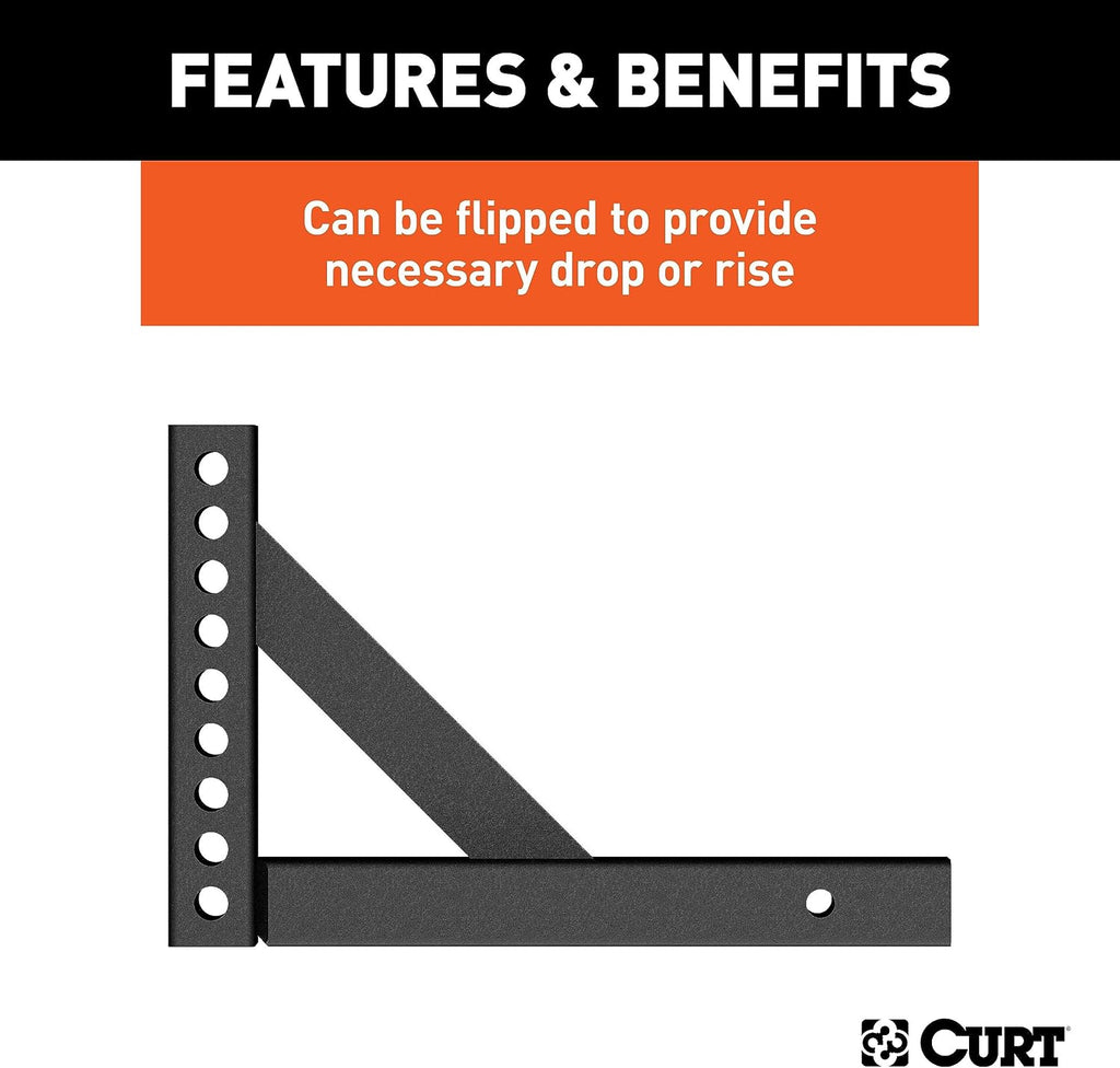 CURT 17122 Replacement Weight Distribution Hitch Shank, 2-Inch Receiver, 6-Inch Drop, 10-1/4-Inch Rise