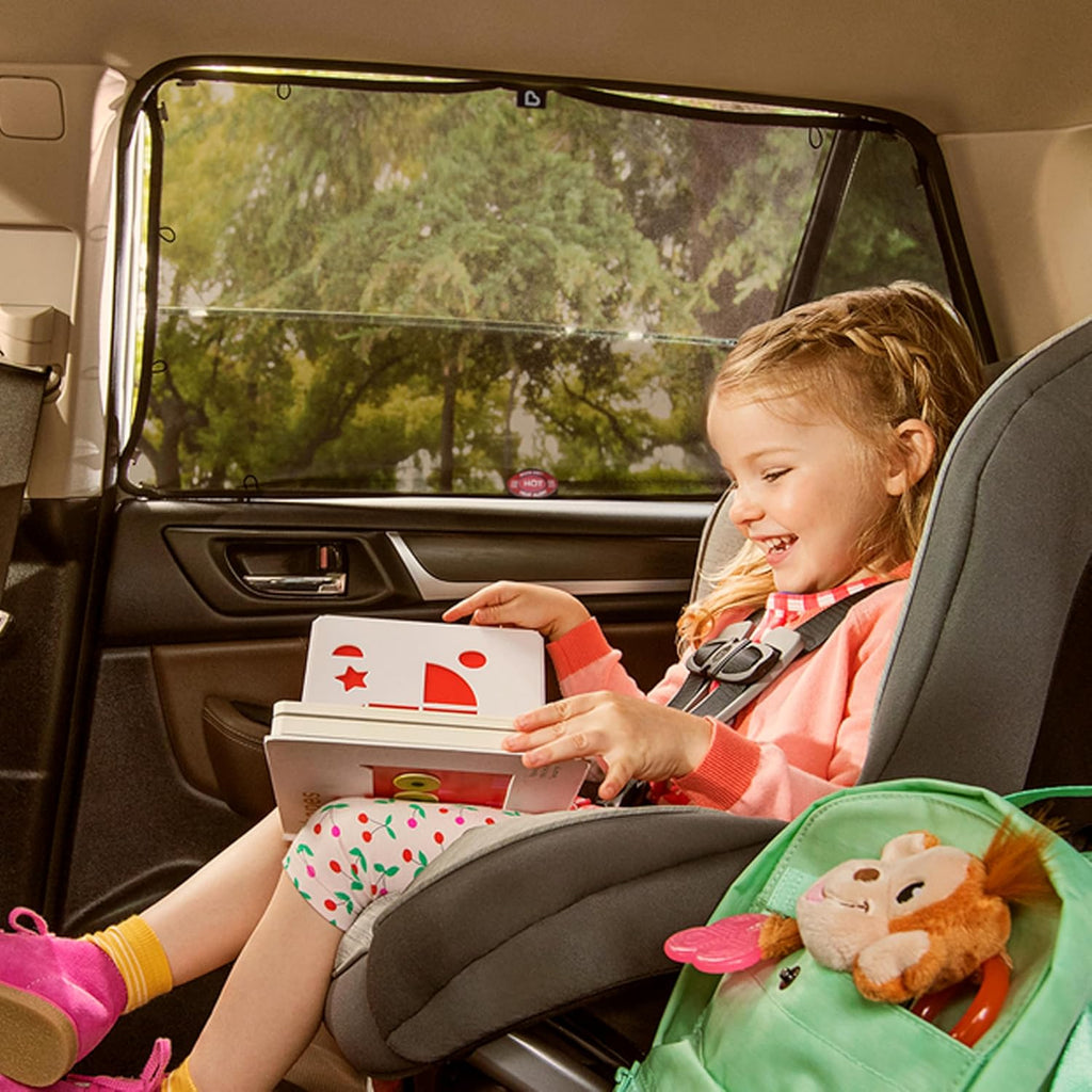 Munchkin® Brica® Magnetic Stretch to Fit™ Car Window Shade for Baby, Side Window Sun Shade, Black, 2 Pack