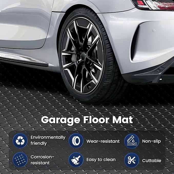 7.5 x 17 FT Garage Floor Mat, Thickened PVC Parking Mat, Anti-Slip Garage Floor - Image 2