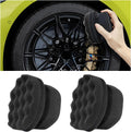 2 PCS Tire Shine Applicator, Reusable Foam Car Dressing Pads With Ergonomic Design, Durable Automotive Detailing Sponge Tool for Applying Shine (Black, Large)