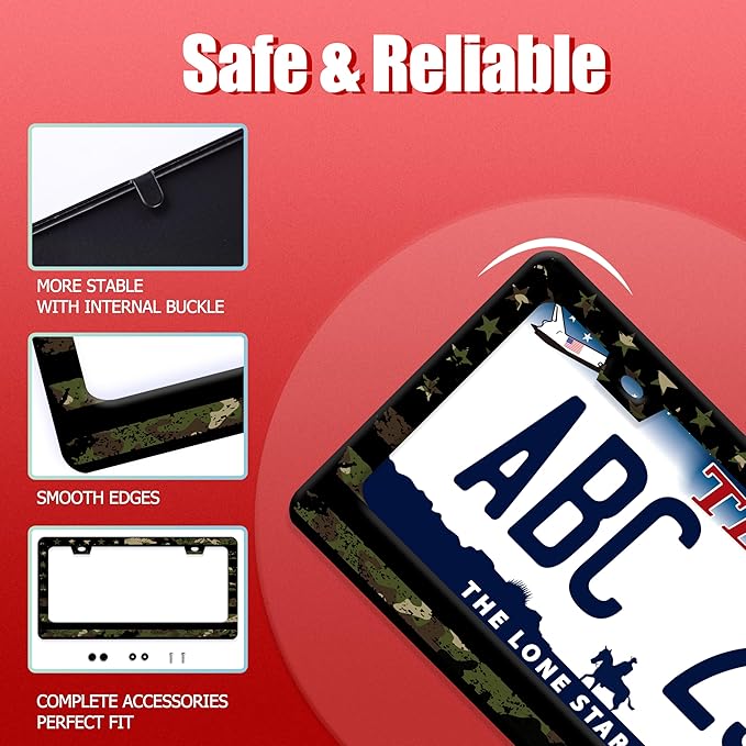American Flag License Plate Frame Camo License Plate Frames Funny Auto - Image 2