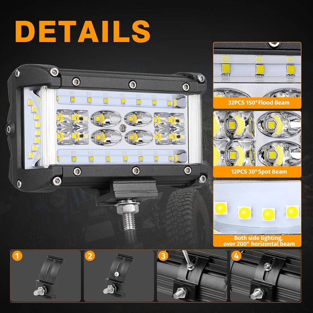 side shooter light pods, muto-beam 2pcs 5inch quad, view 9