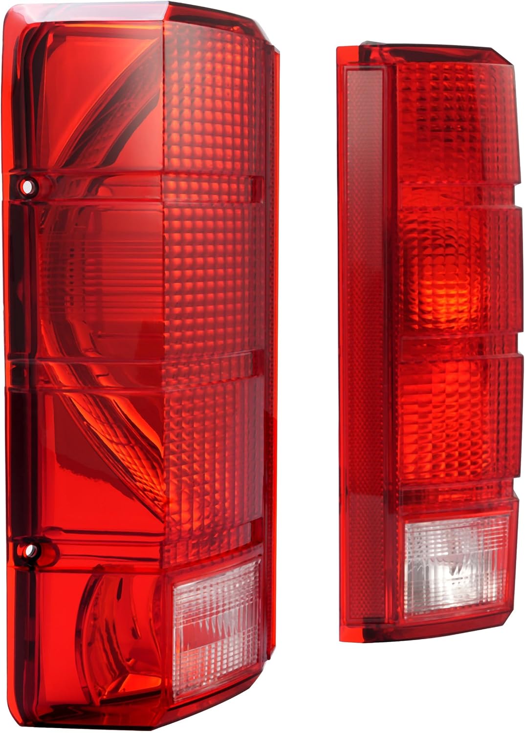HECASA Pair Tail Light Compatible with 1980-1986 Ford F-150 F-250 F-350 Bronco F-100 Halogen Brake Lamp Taillight Replacement for E4TZ13405B FO2800103 E4TZ13404B FO2801102 Red White Lens Black Housing