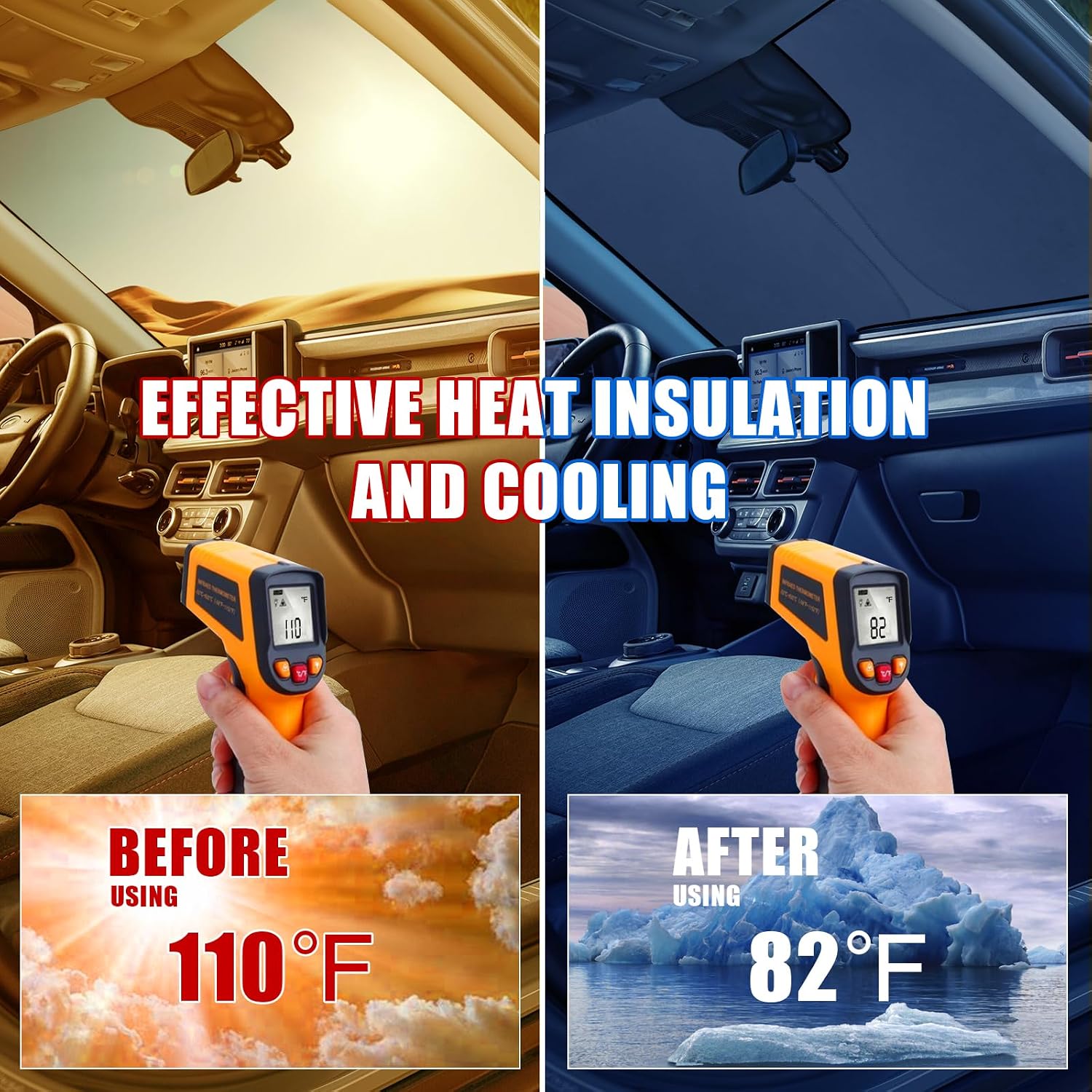 Mabett Windshield Sun Shade for Ford Maverick 2022-2025 2026, Foldable Car Front Window Sunshade, Interior Maverick Accessories for Summer