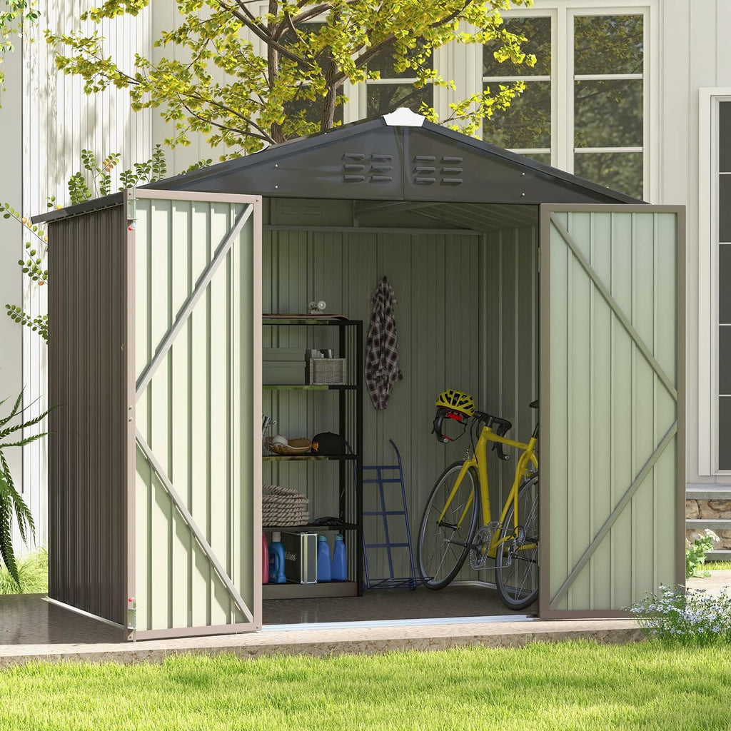 Patiowell 8x6 FT Outdoor Storage Shed, Metal Tool shed & Outdoor Storage