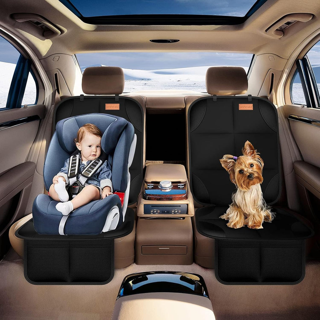 smart elf car seat protector, thickest padding and, front angle view