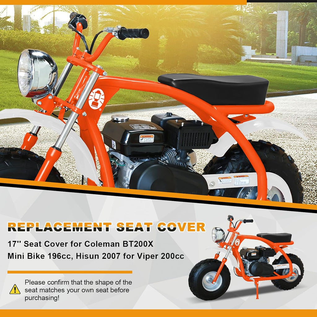 Seat Cover Replacement for 17" Coleman BT200X Mini Bike 196cc, Hisun 200-7 for Viper 200cc, Heavy Duty Leather Material