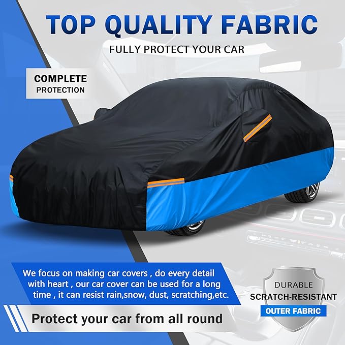 Car Cover Waterproof All Weather Outdoor Windproof Dustproof UV Protection Fit - Image 5