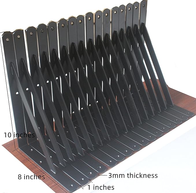 20 Pack L10 x H 8" Black Heavy Duty Shelf Brackets - Image 2