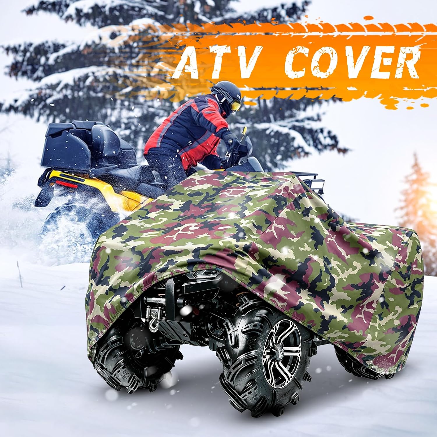 ATV Cover Waterproof Heavy Duty 4 Wheeler Cover Quad Cover All Season Weather Proof Outdoor UV Protection for Polaris Yamaha Suzuki Honda (Camouflage Middle)