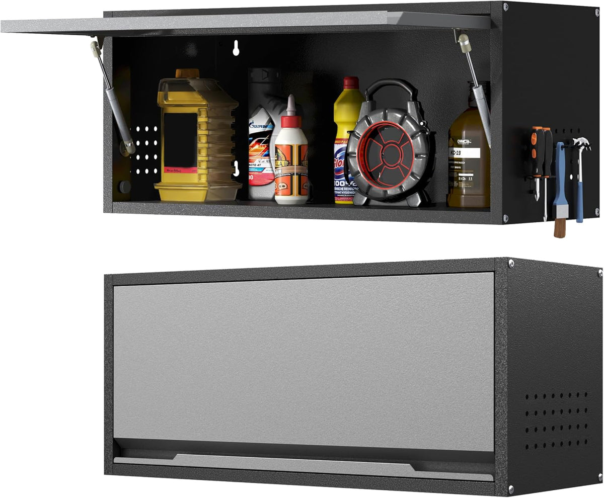Metal Garage Wall Cabinet with Doors Side with Holes, 13.8" H 1 Door Small Wall