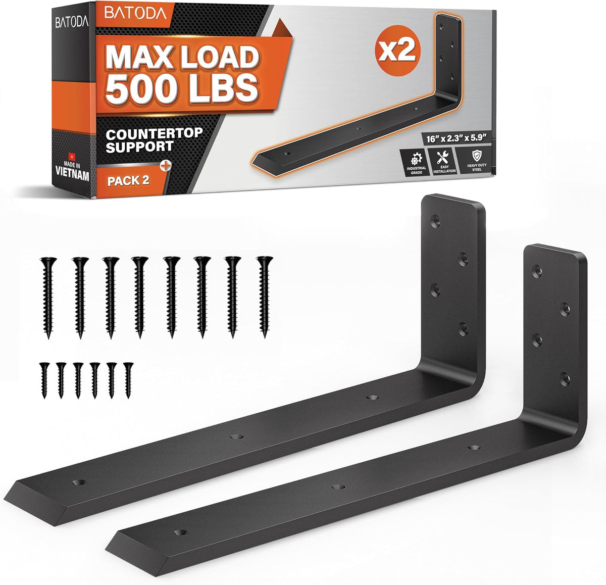 batoda 16” countertop support steel brackets (2 pcs), main product view
