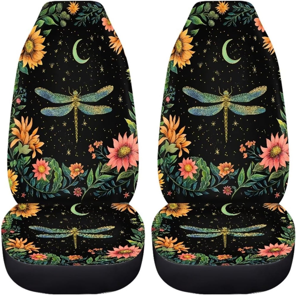 BIGCARJOB Moon Dragonfly Car Seat Cover Set Universal Car Front Seat Protecto...