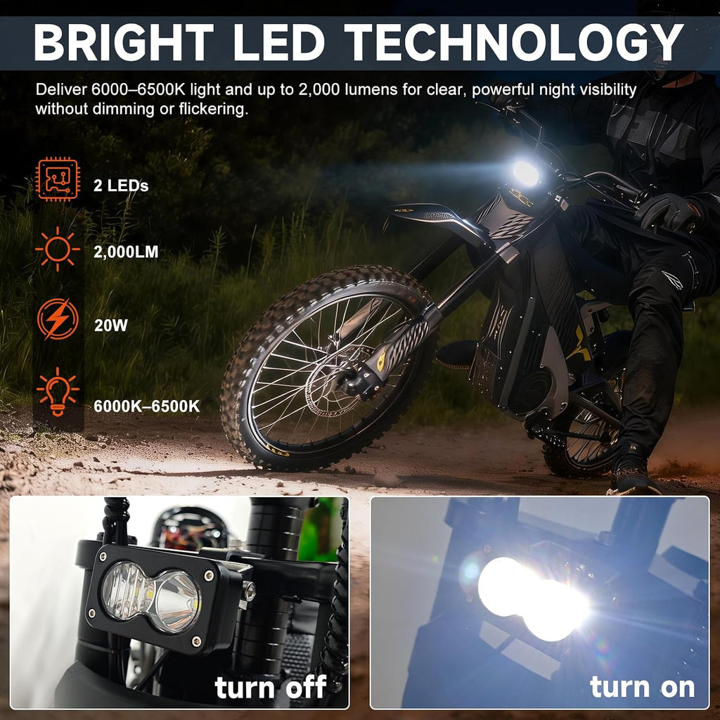 LED Headlight Upgrade Kit Waterproof 3 Pin for Ridstar Q20/Q20 Lite/Q20 Pro with Mount Bracket Front Light Plug and Play Headlight 20W 6000-6500K High Beam Light (White)