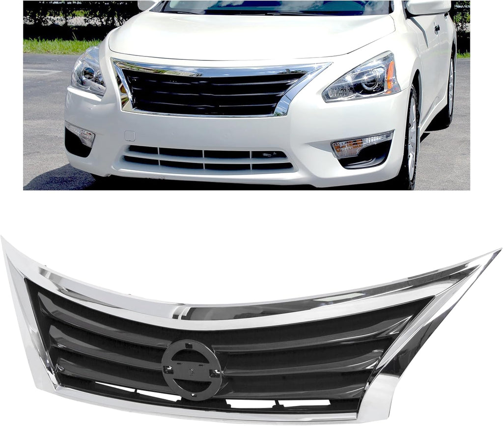 HECASA Front Bumper Grill Upper Grille Compatible with 2013 2014 2015 Nissan Altima Sedan Replacement for 623103TA0A NI1200250 Insert Plastic(ABS)