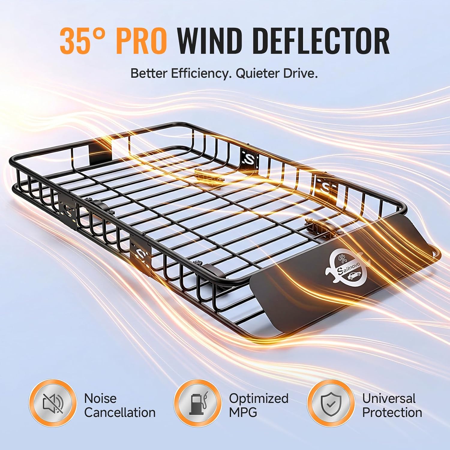 Sailnovo 51"x 36"x 5" Heavy Duty Roof Rack Cargo Basket with Extension, 200 LBS Universal Steel Rooftop Carrier with 15 Cu.Ft Waterproof Soft Bag+Lock+Net+2 Strap for SUV, Truck, RV, Pickup