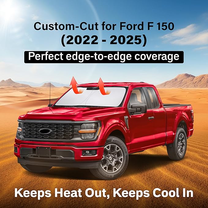 Econour Windshield Sun Shade for 2022-2025 Ford F150 Accessories Pickup Truck - Image 2