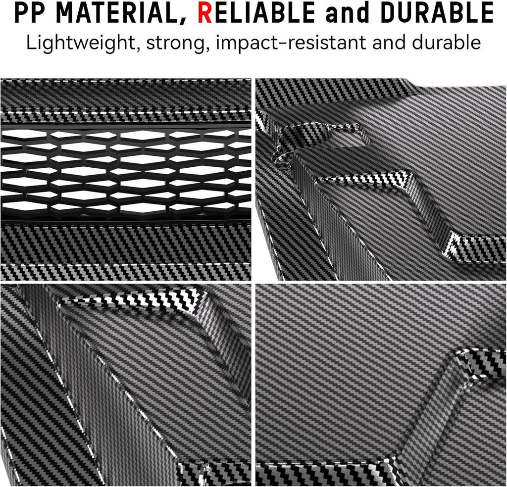 Sport Hood Scoop with Mesh for Honda Pioneer 700 2P 4P 14-25, PP Material Carbon Fiber Pattern Front Hood Cover with Sleek Mesh Ventilation Hood Scoop for Honda Pioneer 700-2 700-4 2014-2025