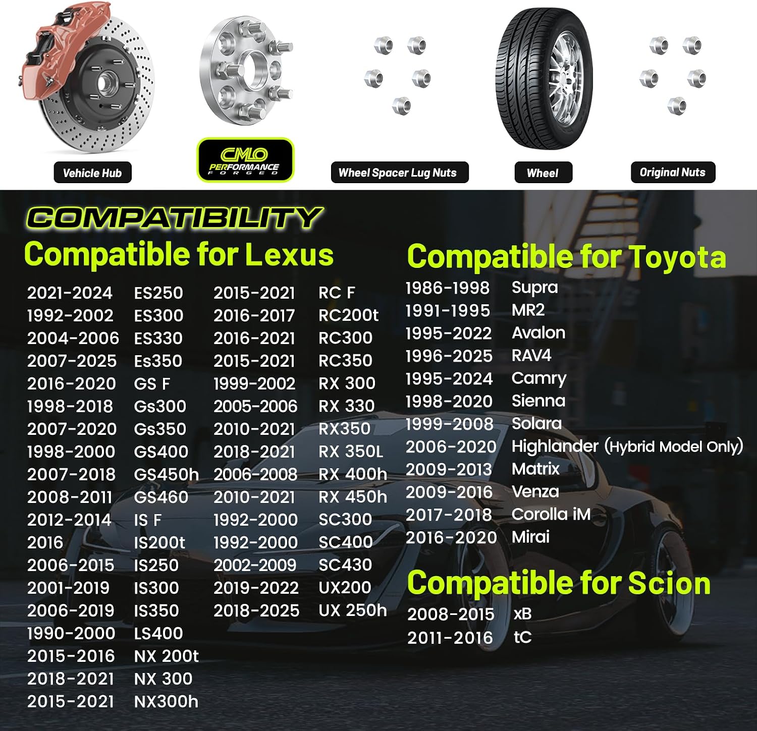 Customadeonly 15mm Hubcentric Wheel Spacers 5x114.3 Compatible for Lexus ES300 350, GS300 350 430,IS250 300 350,LS400 430 460,RC300 350, Camry Highlander Tacoma, tC xB (2pcs 60.1mm M12x1.5)
