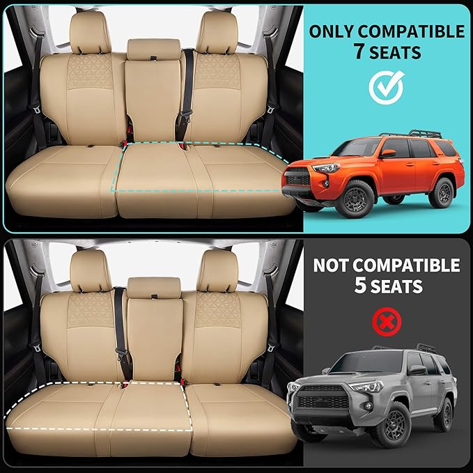 Seat Covers for Toyota 4Runner 2011-2024, Faux Leather Car Seat Cover Full Set - Image 5