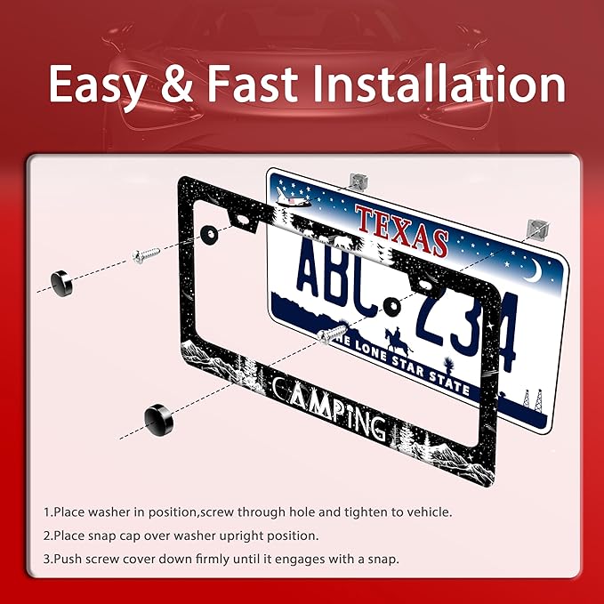 Camping License Plate Frame Forest Mountains License Plate Holder Funny - Image 3