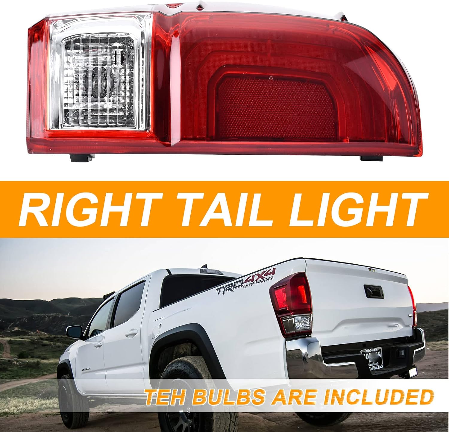 Tail Light Rear Lamp Compatible With 2016-2023 Toyota Tacoma Right Passenger Side Taillight Brake Signal Assembly with Bulb # ‎81550-04170