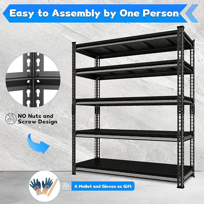 Garage Shelving Heavy Duty 3000LBS Loads, 5-Tier Metal Shelving Units and - Image 5