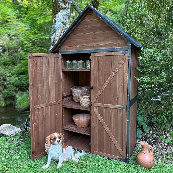 Outdoor Storage Shed Cabinet Strong Iron Frame Surrounding Garden Tool Storage - Image 6
