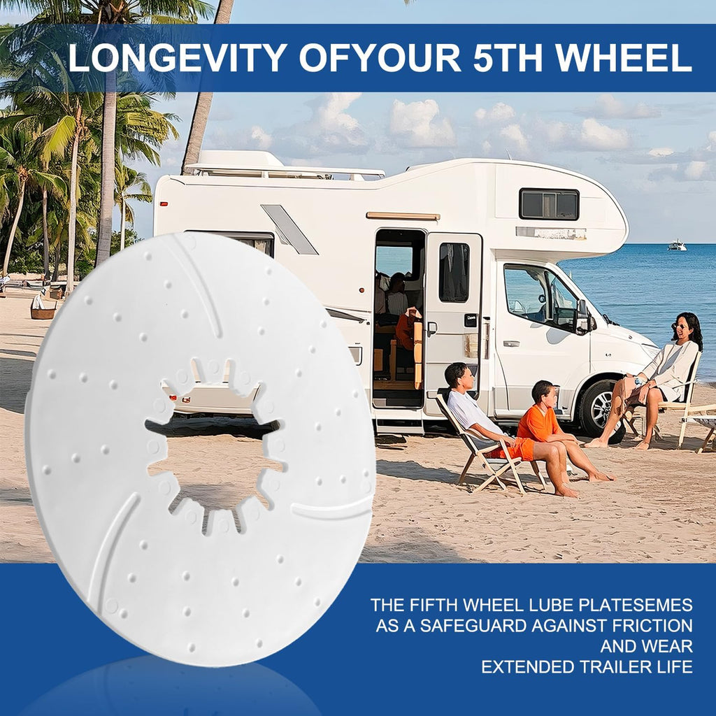 5th Wheel Hitch Lube Plate - Stop Squeaky Fifth Wheel Hitch Noise, 10 Inch Fifth Wheel Plate Protects RV & Camper from Friction Damage, Third Generation Upgrade No Grease Mess