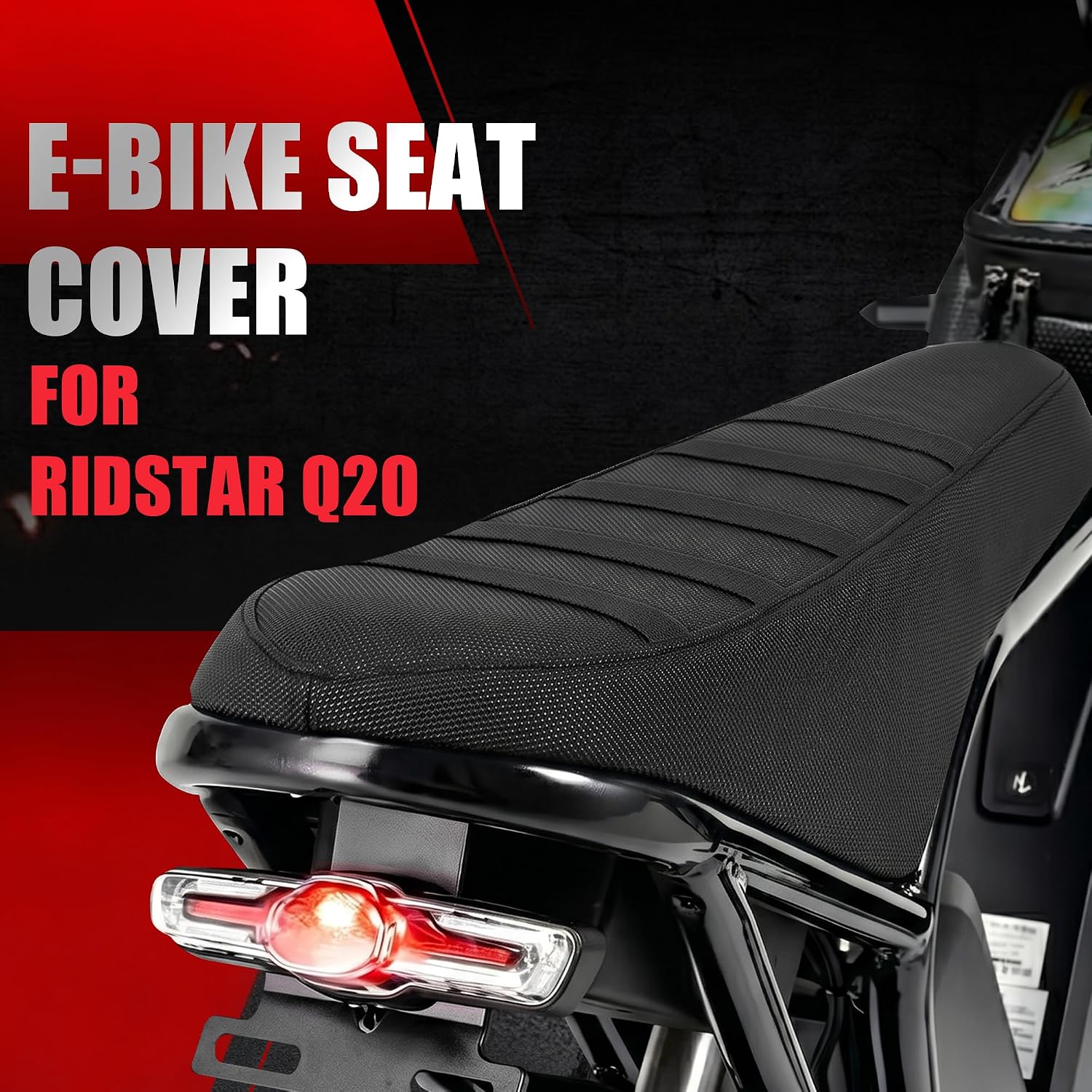 Electric Bike Seat Cover PVC E-Bike Seat Cover for Ridstar Q20 Ebike-Black