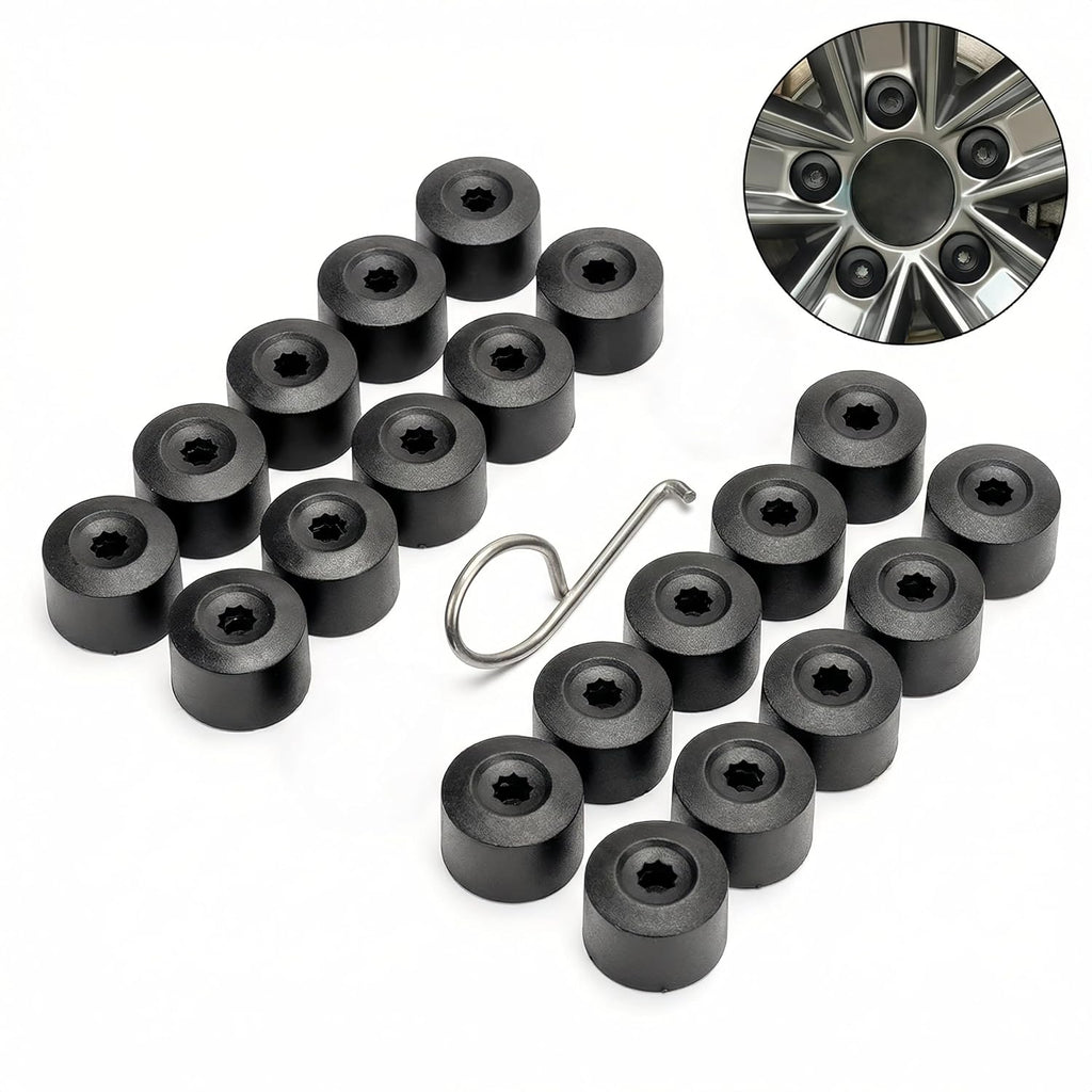 20 PCS Car Wheel Lug Nut Covers, 17mm Wheel Nut Covers, Tire Bolt Caps with Removal Tool, Compatible with VW Jetta Beetle Passat GTI CC (Black)
