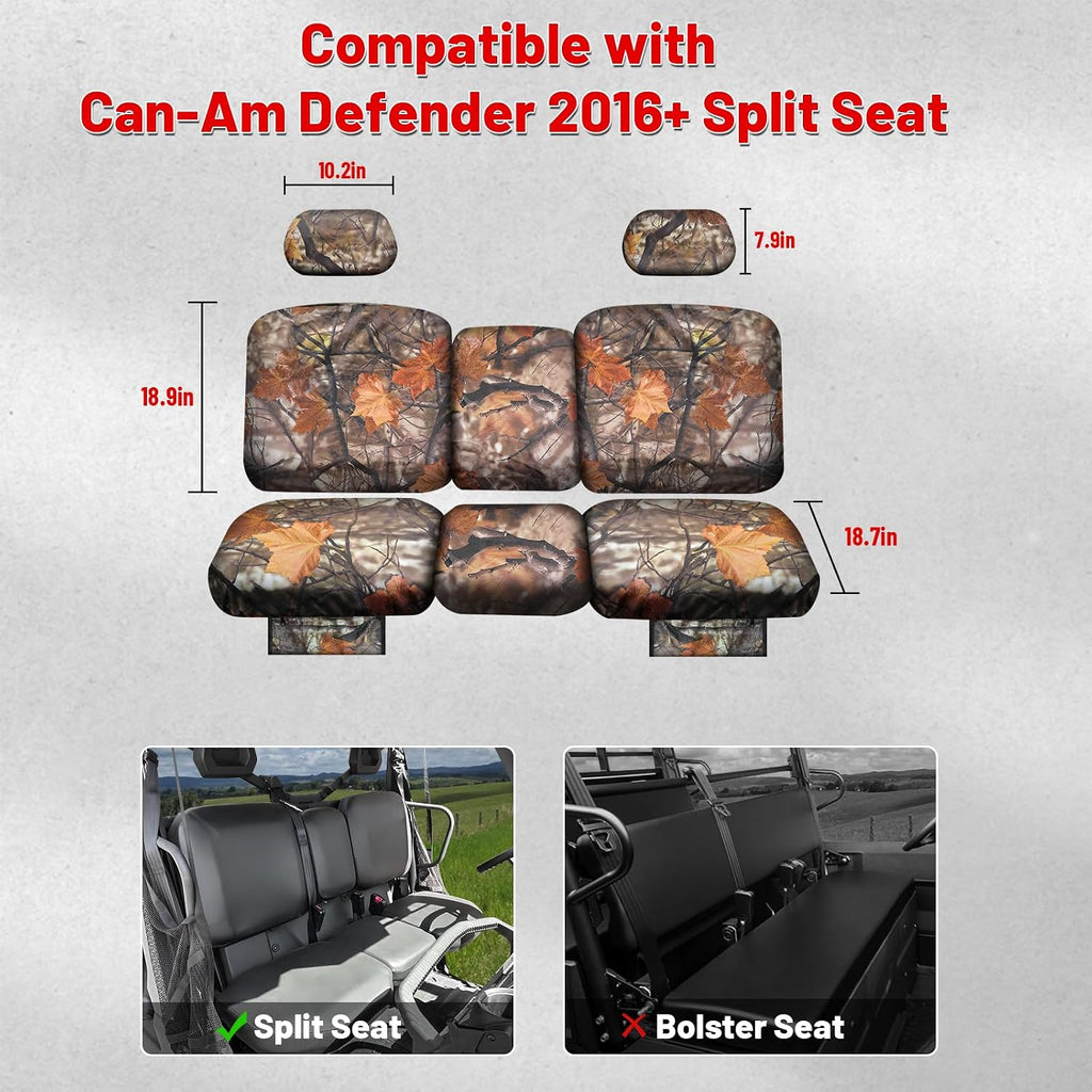 StarknightMT UTV Defender Seat Cover Compatible with Can Am Defender DPS MAX 6X6 PRO 2016-2025 Oxford Split Bench Seat Covers Accessories (Maple Leaf Yellow)