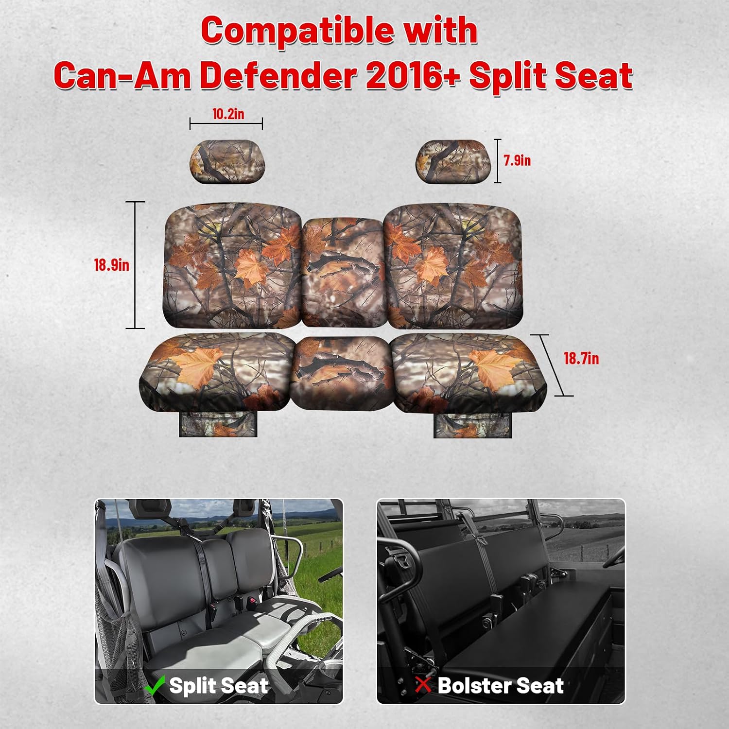StarknightMT UTV Defender Seat Cover Compatible with Can Am Defender DPS MAX 6X6 PRO 2016-2025 Oxford Split Bench Seat Covers Accessories (Maple Leaf Yellow)