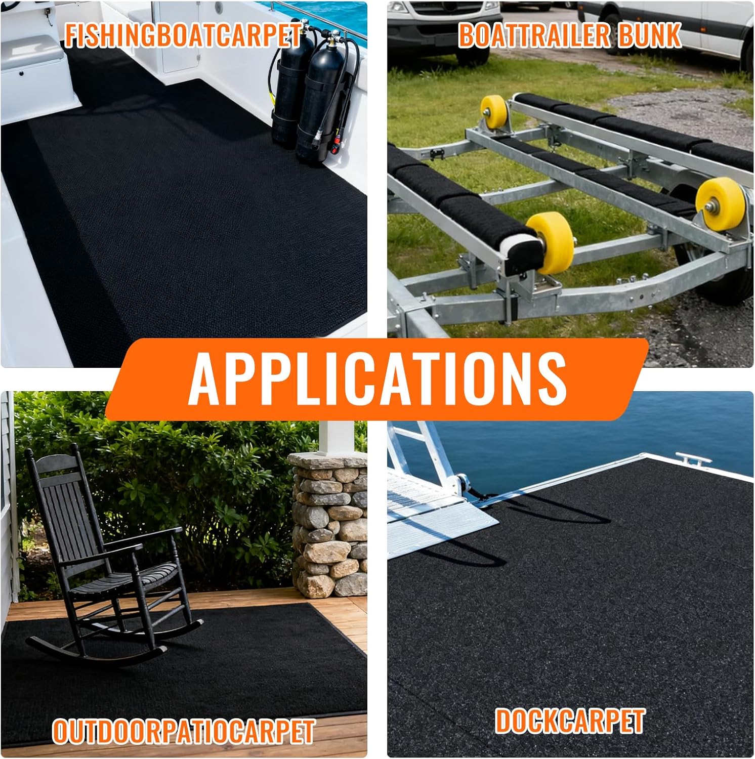 500g Boat Trailer Bunk Carpet, Ultra Thick Wear-Resistant Marine Carpet for Boats Lift Bunks, Shock Absorption Padding Mats Parts Accessories for Jet Ski, (30cm*9m)