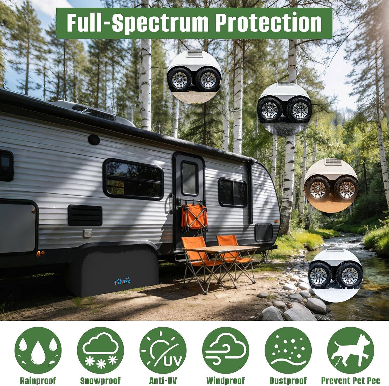 RV Tire Covers, 300D Trailer Tire Covers Fit 27"-30" Diameter Tire | 2 Pack RV Wheel Covers, Waterproof Dual Tire Cover for Camper SUV/RV/Trailer/Truck