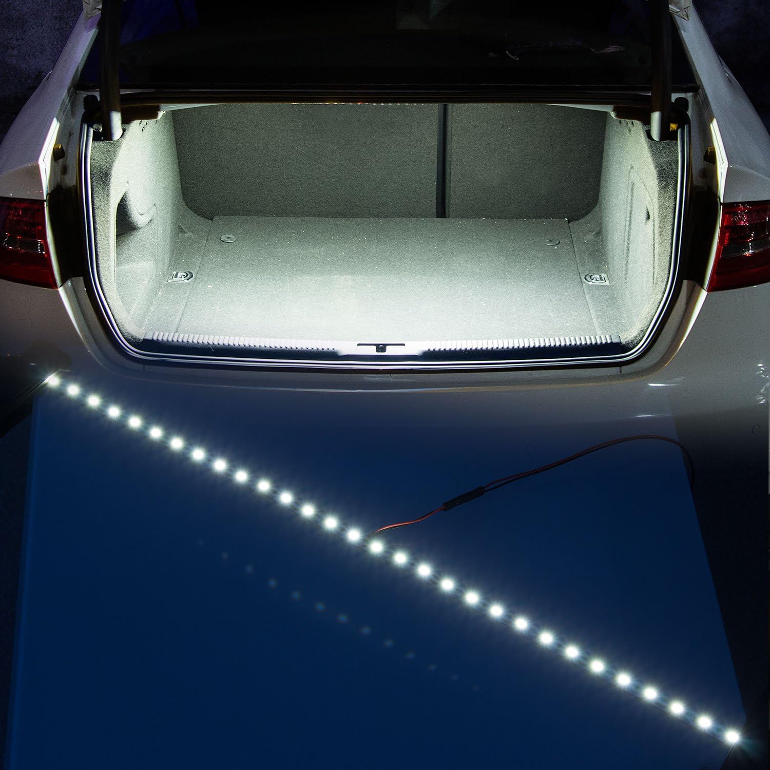 30 SMD 5050 LED Strip Light for Car Trunk Cargo Area or Interior Illumination Decoration, Xenon White, Auto Accessories